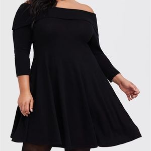 Torrid Black Off Shoulder Skater Dress 6x